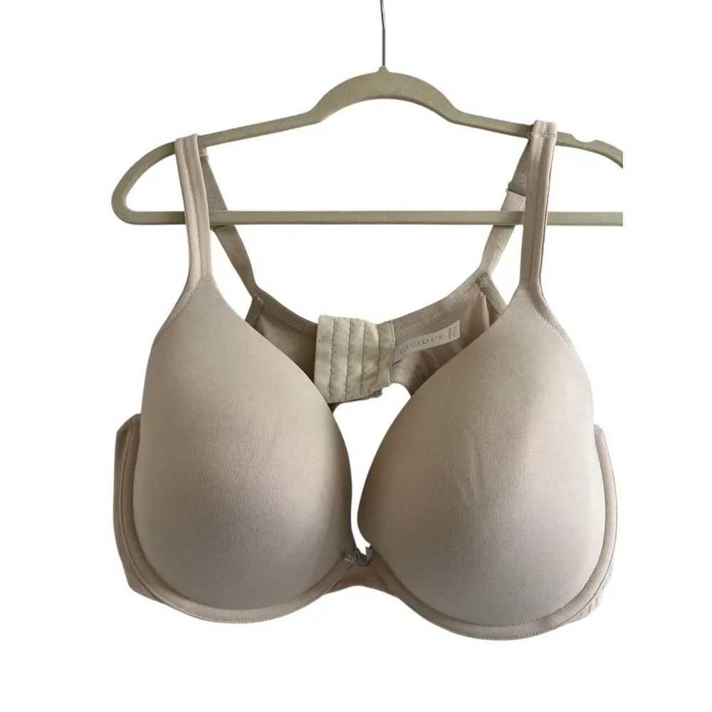 Cacique Cotton Boost Plunge Beige Sz 44DDD Bra